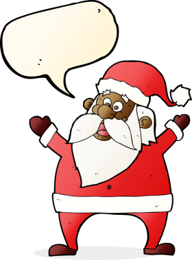 Bir insan tarafından çizilmiş neşeli Noel Baba çizgi filmi.