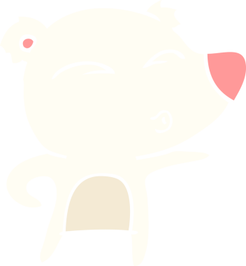 Bir insan tarafından çizilmiş kutup ayısını açıklayan düz renkli çizgi film