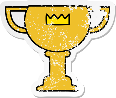 Bir insan tarafından çizilmiş altın renkli bir karikatür etiketi.