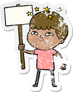 Bir çizgi filmin sıkıntılı çıkartması Bir insan tarafından çizilmiş hayret verici bir çocuk