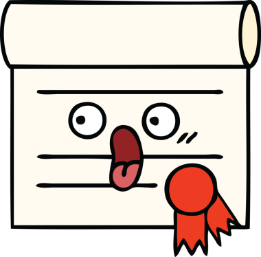 Bir insan tarafından çizilmiş şirin bir sertifika karikatürü.