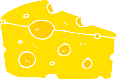 Bir insan tarafından çizilen peynirin düz renk çizimi