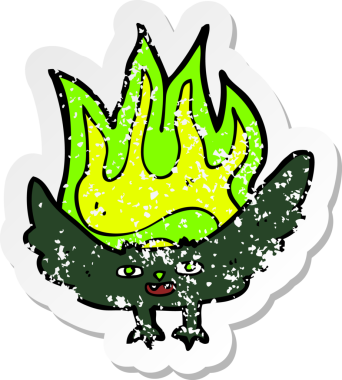 Bir insan tarafından çizilmiş ürkütücü vampir yarasanın gerilmiş çıkartması.