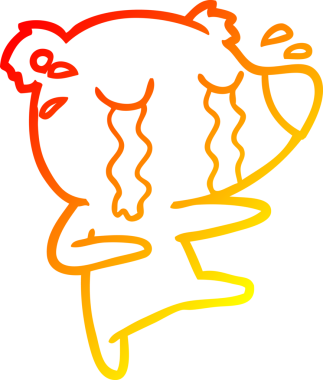 Bir insan tarafından çizilmiş ağlayan bir ayının sıcak çizgi çizimi