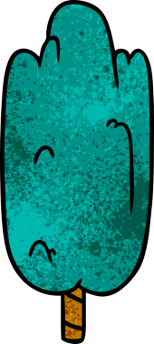 El çizimi karikatür karalaması bir insan tarafından çizilmiş tek yeşil ağaç