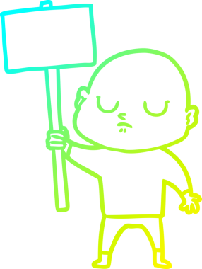 Bir insan tarafından çizilmiş kel bir adamın soğuk çizgi çizimi.