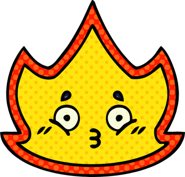 Bir insan tarafından çizilmiş çizgi roman tarzı bir ateş.