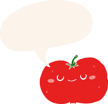 bir insan tarafından çizilmiş, konuşma baloncuklu çizgi film elması.