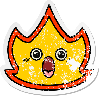 Bir insan tarafından çizilmiş şirin bir çizgi film yangınının sıkıntılı çıkartması.