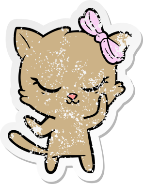 Bir insan tarafından çizilmiş şirin bir çizgi film kedisinin sıkıntılı çıkartması.