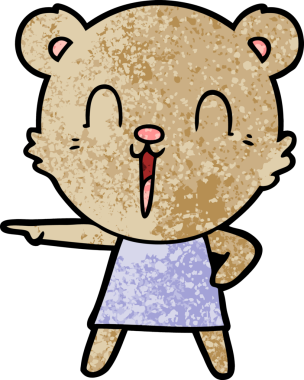 Bir insan tarafından çizilmiş mutlu çizgi film ayısı.