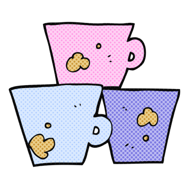 Bir insan tarafından çizilmiş el yazısıyla çizilmiş kahve fincanları.