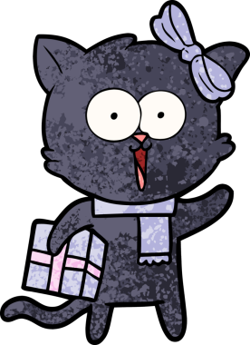 Bir insan tarafından çizilmiş çizgi film kedisi.