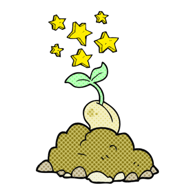 Bir insan tarafından çizilmiş serbest çizilmiş çizgi roman tarzı filizlenen tohum.