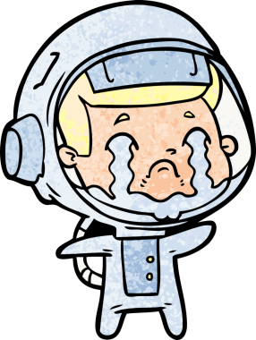 Bir insan tarafından çizilmiş ağlayan astronot çizgi filmi.