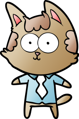 Bir insan tarafından çizilmiş mutlu çizgi film kedisi ofis çalışanı