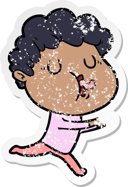 Bir insan tarafından çizilmiş bir çizgi film karakterinin sıkıntılı çıkartması.