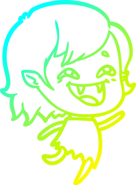 Bir insan tarafından çizilmiş gülen vampir kız çizgi filmi.