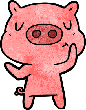 Bir insan tarafından çizilmiş çizgi film içerikli domuz.