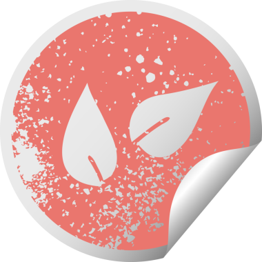 Bir insan tarafından çizilmiş bir yaprağın derisi soyulmuş dairesel etiket sembolü.