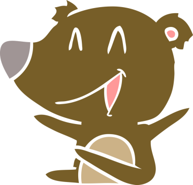 Gülen ayı düz renkli çizgi film bir insan tarafından çizildi.