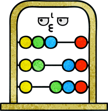 Bir insan tarafından çizilmiş abaküsün retro grunge desen karikatürü.