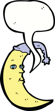 Bir insan tarafından çizilmiş uykulu ay çizgi filmi.