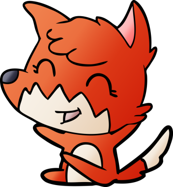 Bir insan tarafından çizilmiş mutlu çizgi film tilkisi.