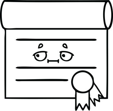 Bir insan tarafından çizilmiş bir sertifikanın çizgi çizimi