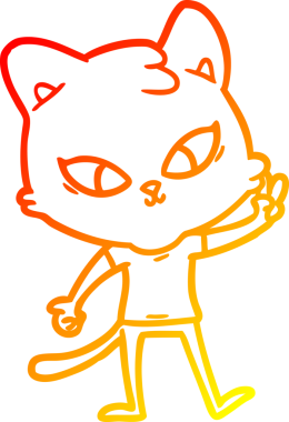 Bir insan tarafından çizilmiş sevimli bir çizgi film kedisinin sıcak çizgi çizgisi.