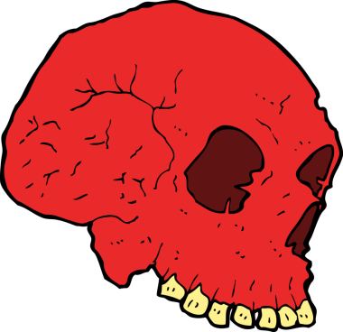 Bir insan tarafından çizilmiş ürkütücü bir kafatası.