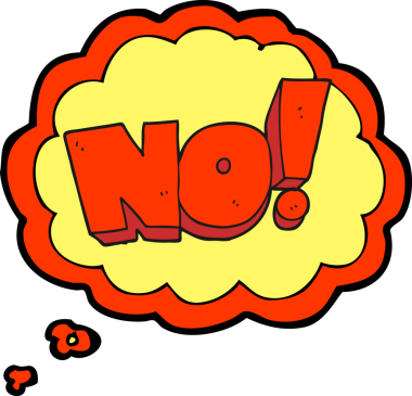 Serbest çizim düşünce balonu çizgi filmi HAYIR! Bir insan tarafından çizilmiş bağır