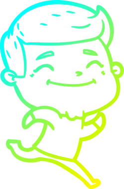 Bir insan tarafından çizilmiş mutlu bir çizgi film karakteri çizimi.