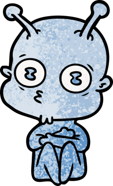 Bir insan tarafından çizilmiş garip kel uzay adamı çizgi filmi.