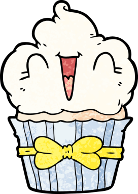 Bir insan tarafından çizilmiş mutlu kek.