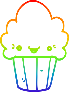 Gökkuşağı gradyan çizgi çizimi bir insan tarafından çizilmiş bir kek.