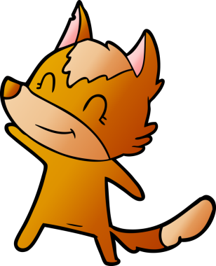 Bir insan tarafından çizilmiş tilki çizgi film karakteri