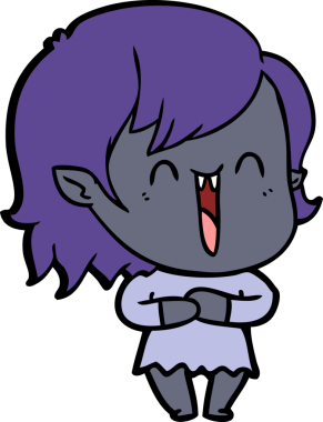 Bir insan tarafından çizilmiş mutlu vampir kız çizgi filmi.