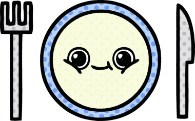 Bir insan tarafından çizilmiş yemek tabağının çizgi romanı.