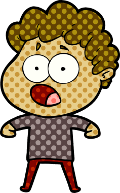 Bir insan tarafından çizilmiş bir karikatür adamı şaşkınlıkla nefes nefese kaldı.