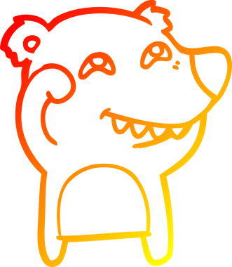 Bir insan tarafından çizilmiş dişleri gösteren çizgi film ayısının sıcak çizgi çizimi