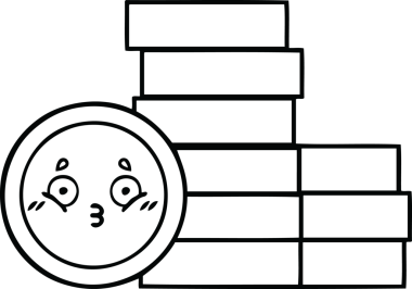 Bir insan tarafından çizilmiş bozuk paraların çizgi çizimi