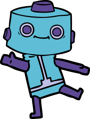 Bir insan tarafından çizilmiş çizgi film robotu