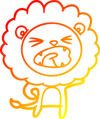 Bir insan tarafından çizilmiş karikatür aslanının sıcak çizgi çizimi