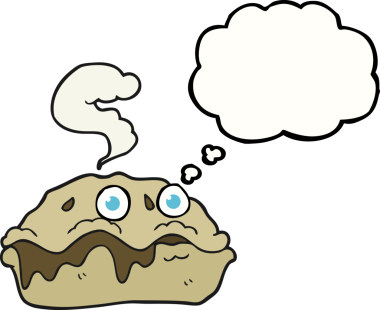 Bir insan tarafından çizilmiş serbest çizim düşünce balonu karikatürü sıcak turta