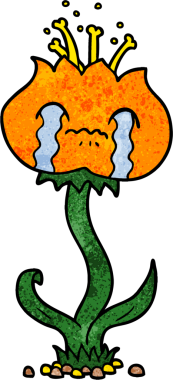 Bir insan tarafından çizilmiş ağlayan çiçek.