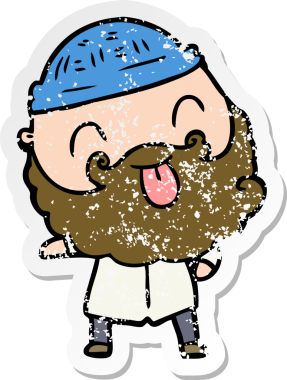 Bir insan tarafından çizilmiş sakallı bir adamın sıkıntılı çıkartması.