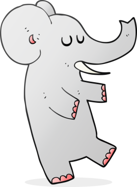 Bir insan tarafından çizilmiş serbest çizim dans eden fil.