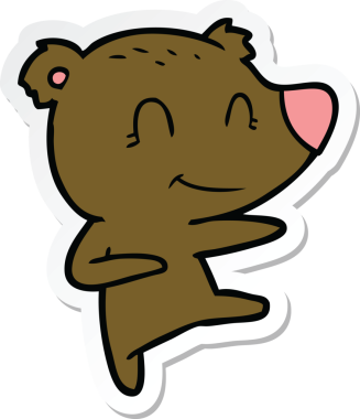 Bir insan tarafından çizilmiş gülümseyen ayı çizgi filminin çıkartması.