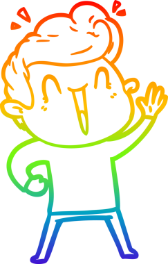 Gökkuşağı gradyanı çizimi bir insan tarafından çizilmiş heyecanlı bir çizgi film